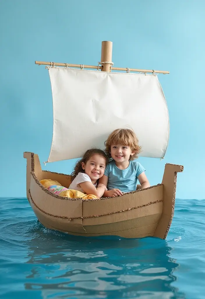 25 Cardboard Crafts for Kids That Turn Boxes into Adventures - 15. Cardboard Boat