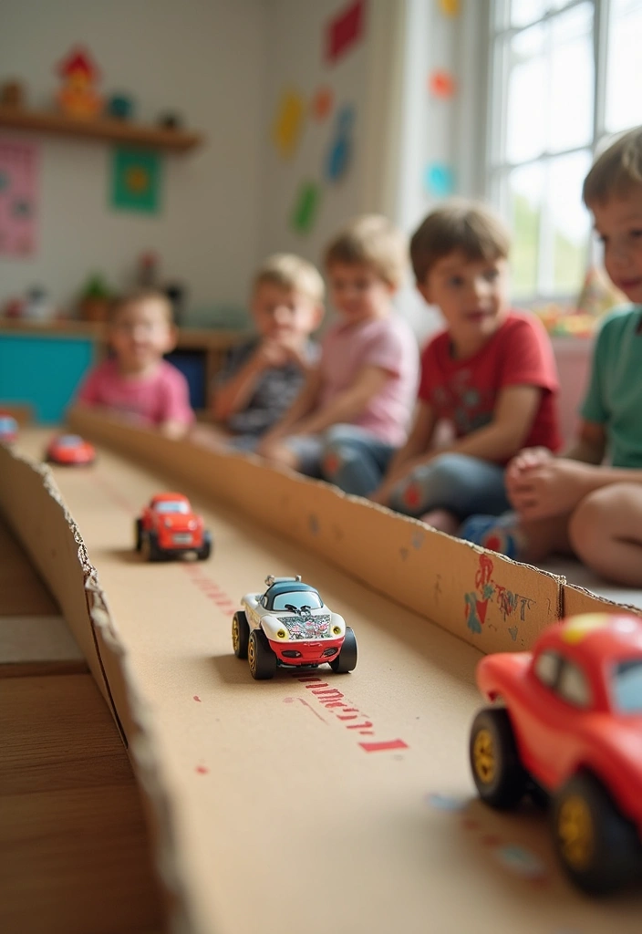 25 Cardboard Crafts for Kids That Turn Boxes into Adventures - 21. Cardboard Race Track