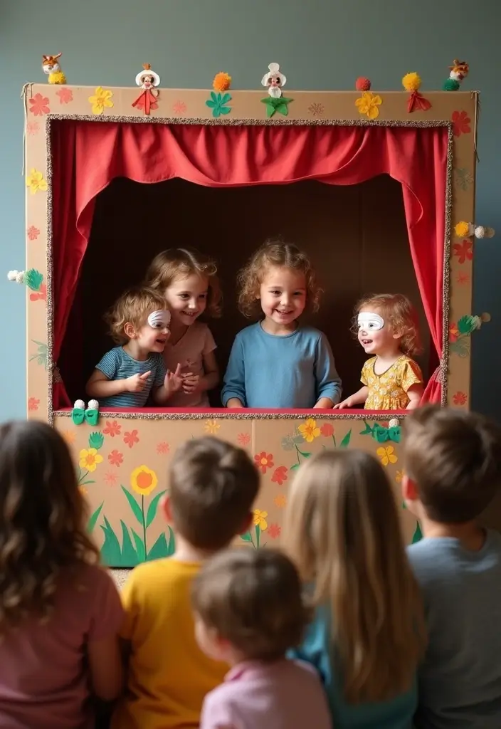 25 Cardboard Crafts for Kids That Turn Boxes into Adventures - 3. DIY Puppet Theater