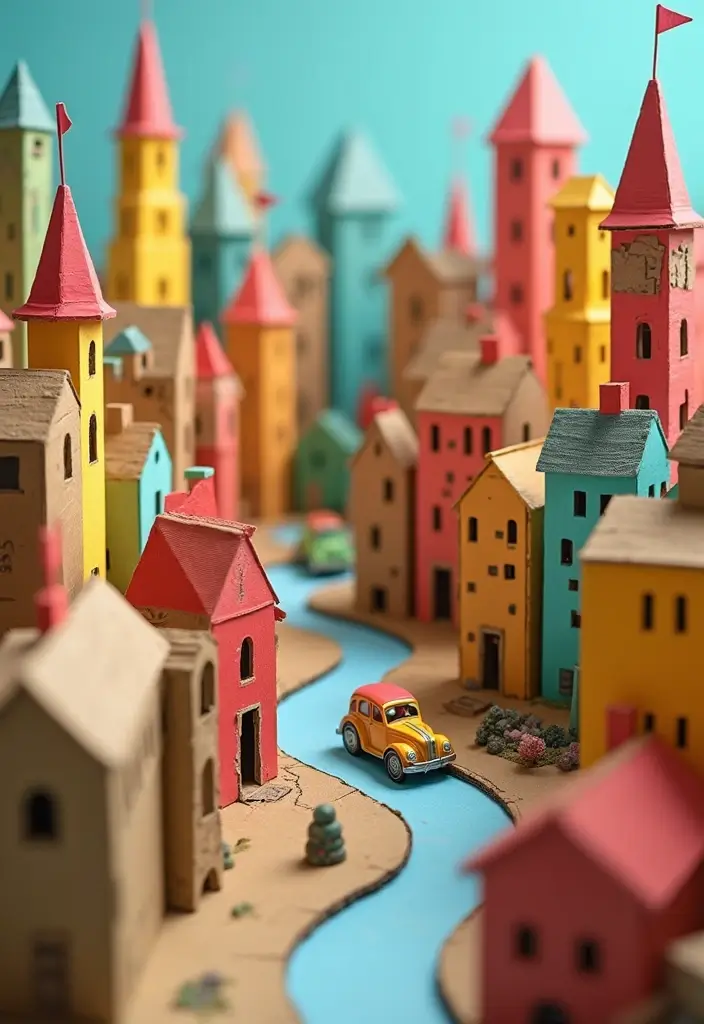 25 Cardboard Crafts for Kids That Turn Boxes into Adventures - 5. Miniature Cardboard City