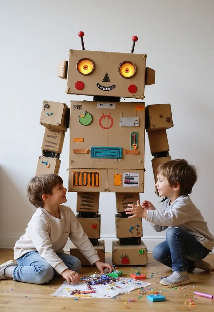25 Cardboard Crafts for Kids That Turn Boxes into Adventures - 8. Cardboard Robot