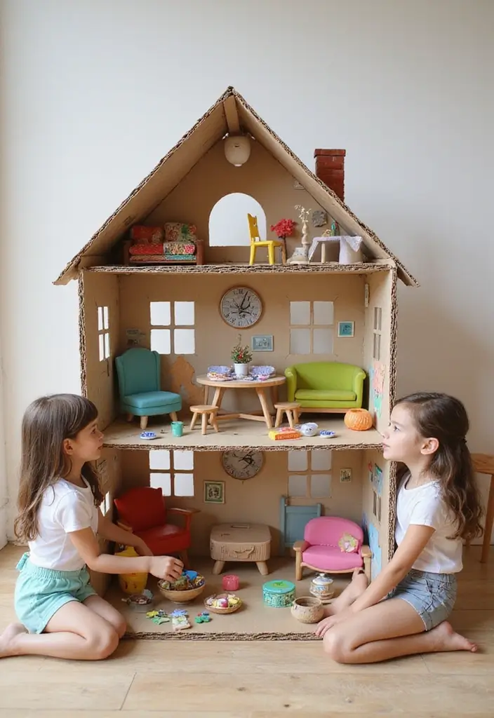 25 Cardboard Crafts for Kids That Turn Boxes into Adventures - 9. Cardboard Dollhouse