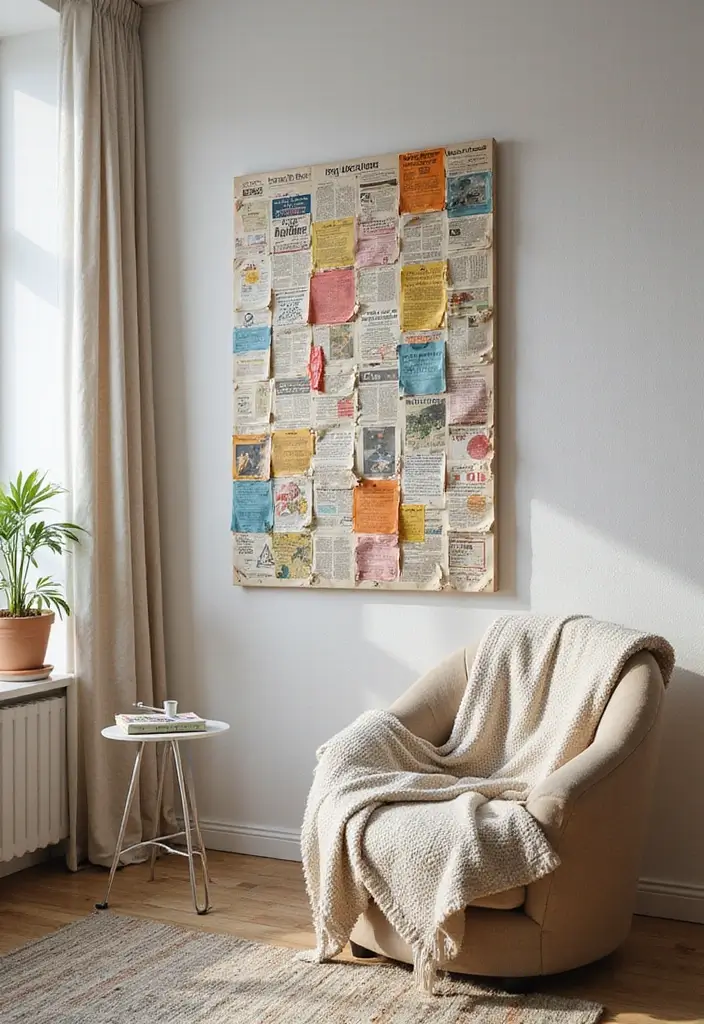 25 DIY Newspaper Crafts That Turn Recycled Paper into Art - 1. Newspaper Wall Art