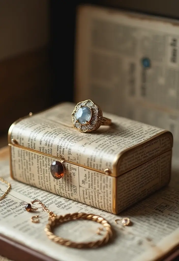 25 DIY Newspaper Crafts That Turn Recycled Paper into Art - 11. Newspaper Jewelry Box