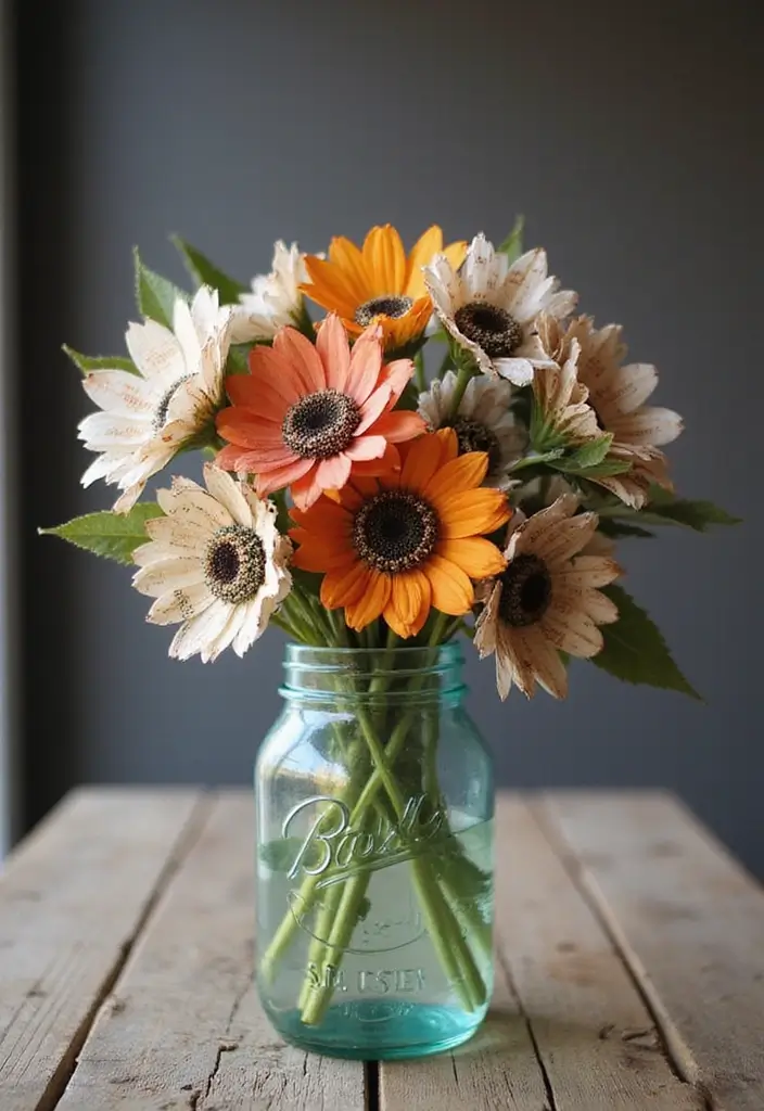 25 DIY Newspaper Crafts That Turn Recycled Paper into Art - 2. Recycled Paper Flowers