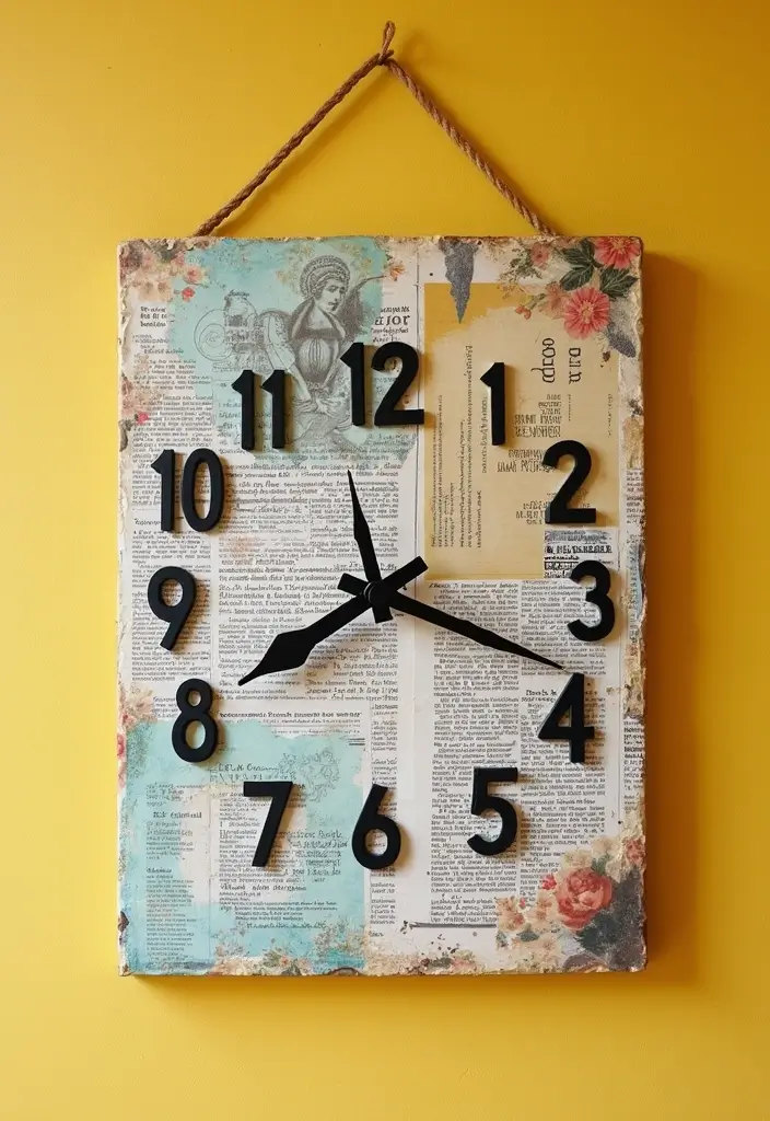 25 DIY Newspaper Crafts That Turn Recycled Paper into Art - 7. DIY Newspaper Wall Clock