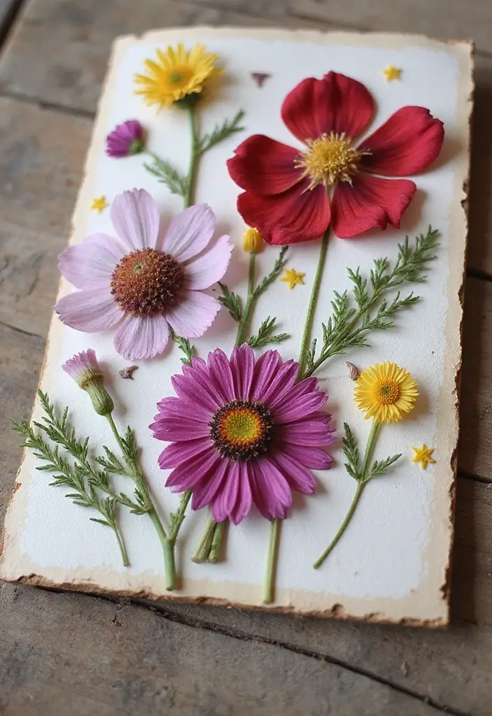 25 Handmade Paper Cards DIY Projects That Show You Care - 1. Flower Pressed Card