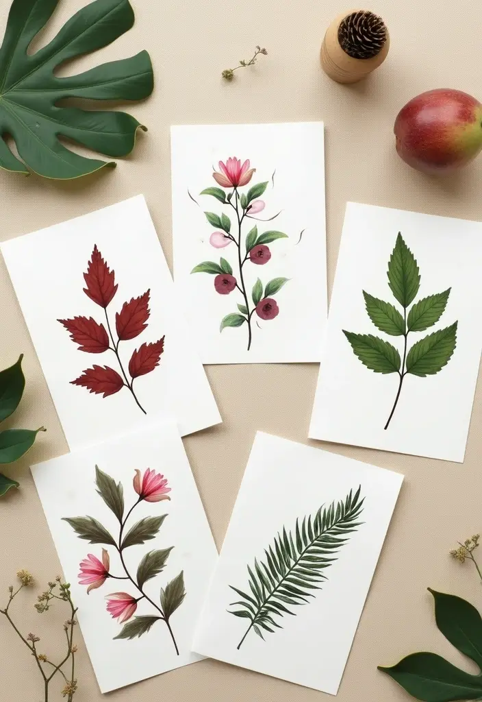 25 Handmade Paper Cards DIY Projects That Show You Care - 21. Nature Print Card