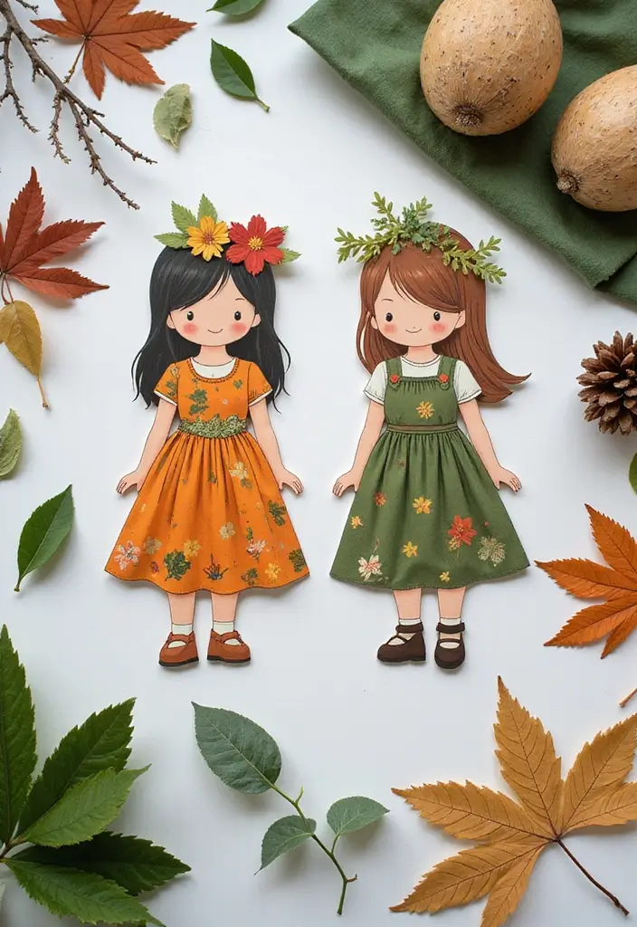 25 Paper Doll Crafts DIY Projects That Kids Will Love - 12. Nature-Inspired Paper Dolls