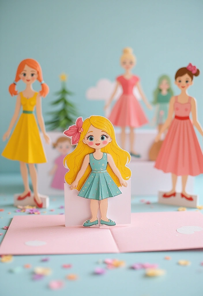 25 Paper Doll Crafts DIY Projects That Kids Will Love - 14. DIY Pop-Up Paper Doll Cards