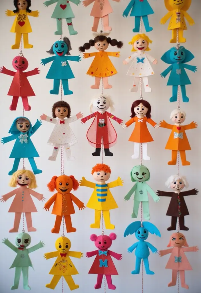 25 Paper Doll Crafts DIY Projects That Kids Will Love - 18. Paper Doll Friendship Chains