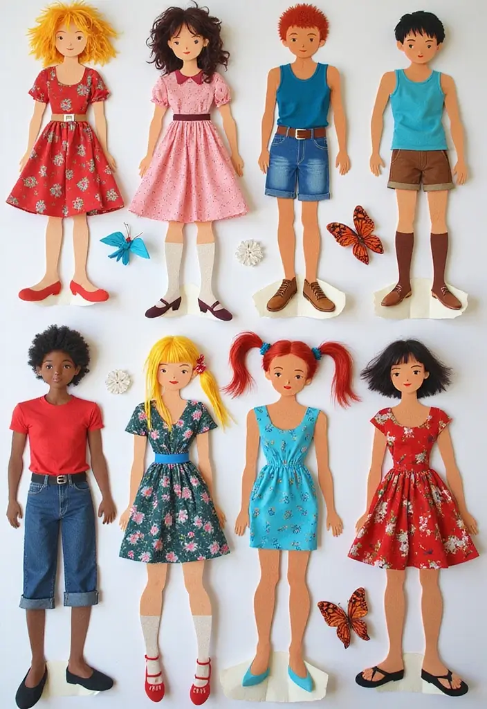 25 Paper Doll Crafts DIY Projects That Kids Will Love - 2. DIY Dress-Up Paper Dolls