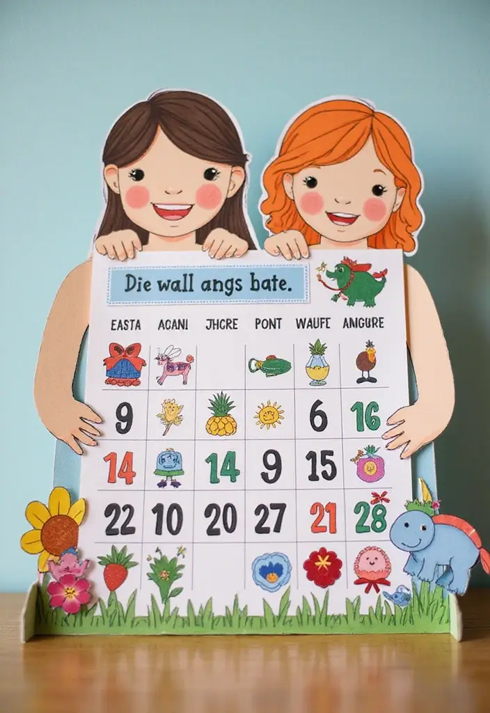 25 Paper Doll Crafts DIY Projects That Kids Will Love - 20. Paper Doll Calendar