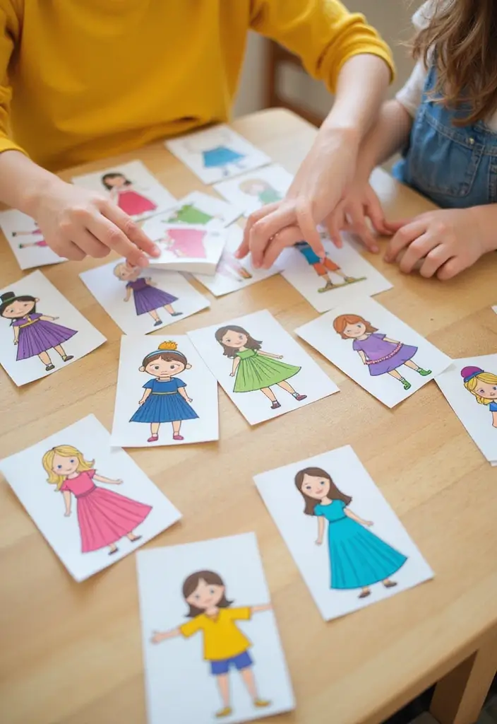 25 Paper Doll Crafts DIY Projects That Kids Will Love - 22. Paper Doll Matching Game