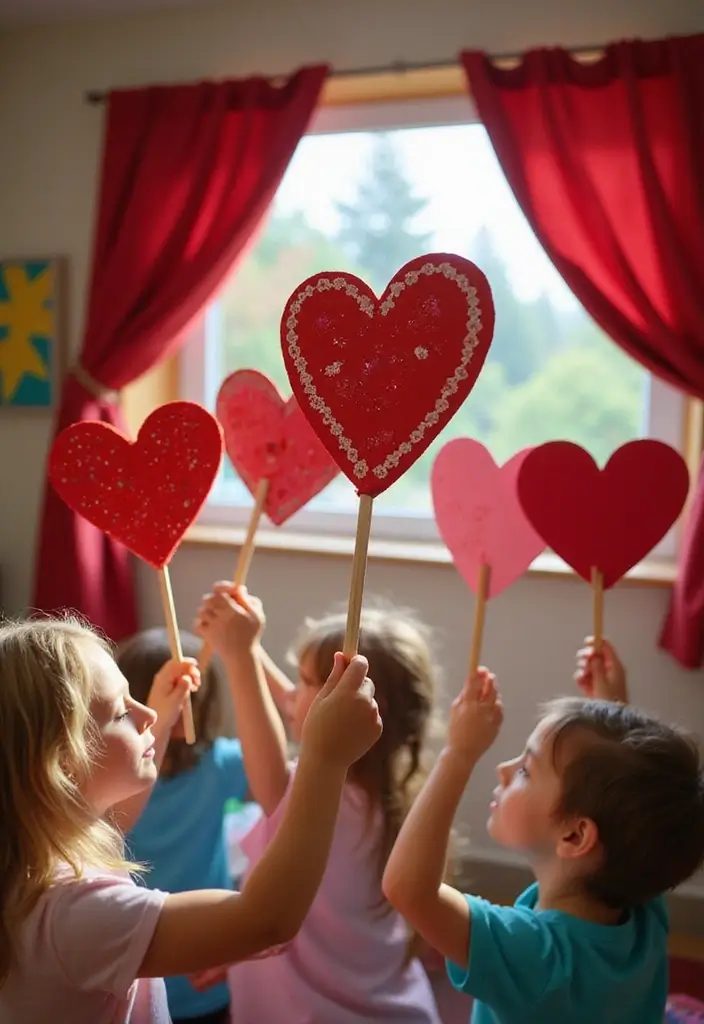 25 Paper Heart Crafts DIY Projects That Spread Love - 13. Heart Stick Puppets