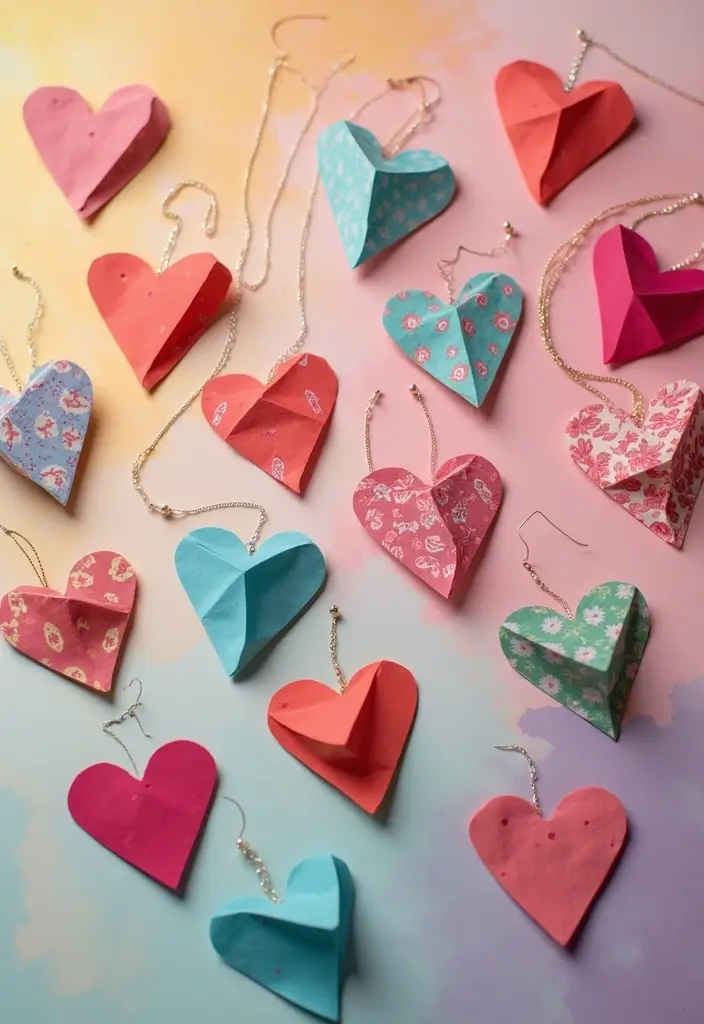 25 Paper Heart Crafts DIY Projects That Spread Love - 15. Paper Heart Jewelry