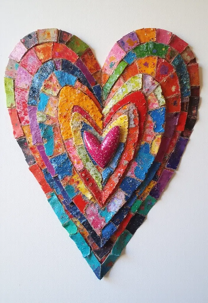 25 Paper Heart Crafts DIY Projects That Spread Love - 4. Heart Mosaic Art