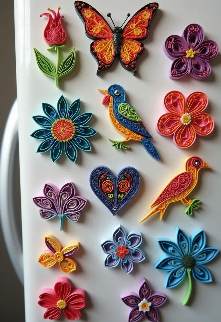 25 Paper Quilling DIY Projects That Look Amazingly Elegant - 17. Quilling Refrigerator Magnets