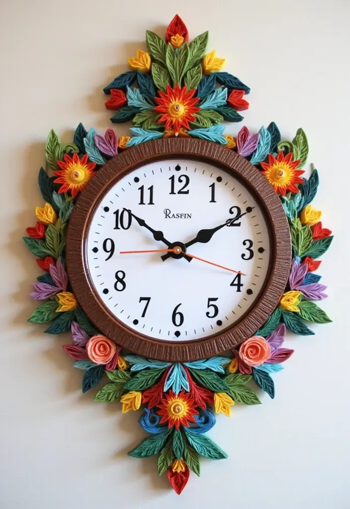 25 Paper Quilling DIY Projects That Look Amazingly Elegant - 6. Quilling Wall Clock