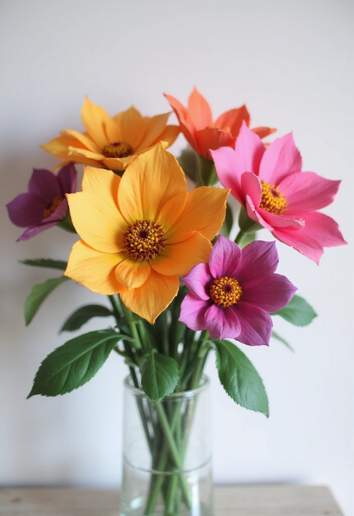 25 Paper Rainbow Crafts DIY Ideas Full of Color and Fun - 11. Rainbow Flower Bouquet