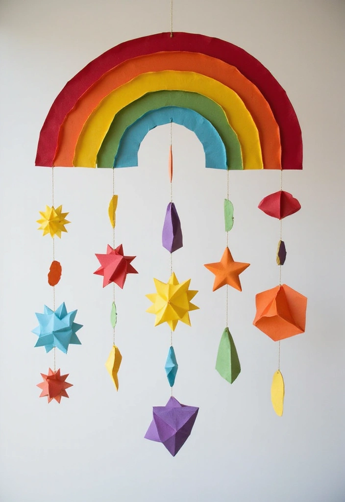 25 Paper Rainbow Crafts DIY Ideas Full of Color and Fun - 21. Rainbow Mobile