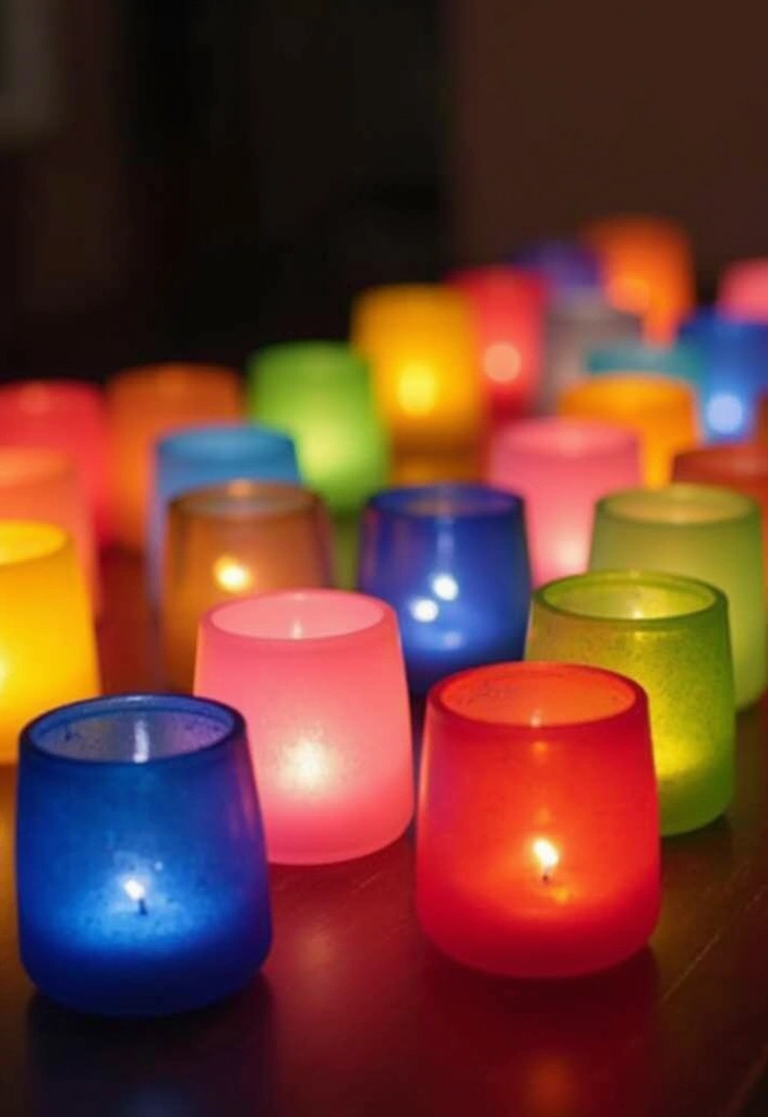 25 Paper Rainbow Crafts DIY Ideas Full of Color and Fun - 25. Rainbow Candle Holders