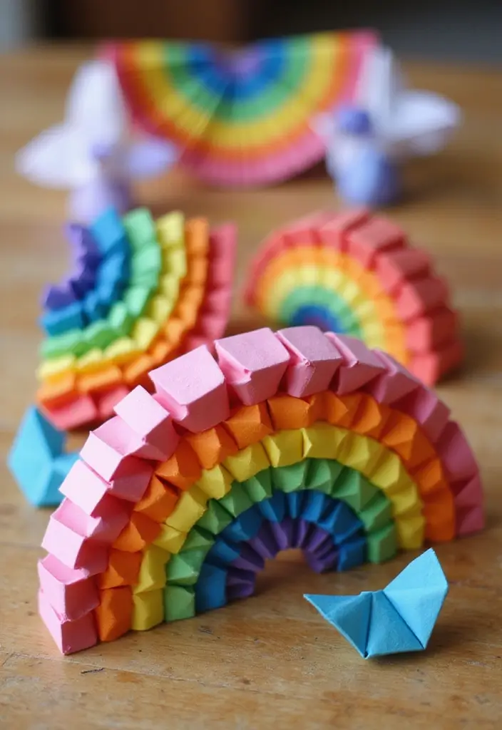 25 Paper Rainbow Crafts DIY Ideas Full of Color and Fun - 9. Rainbow Origami