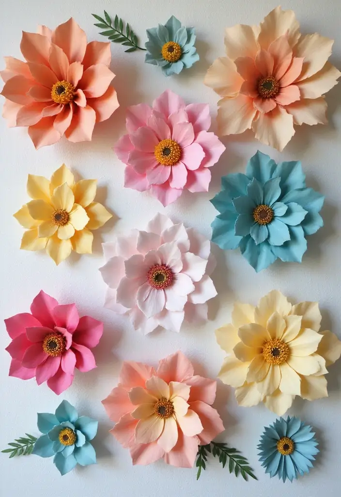 25 Paper Wall Art DIY Designs That Elevate Your Space - 1. Whimsical Paper Flowers