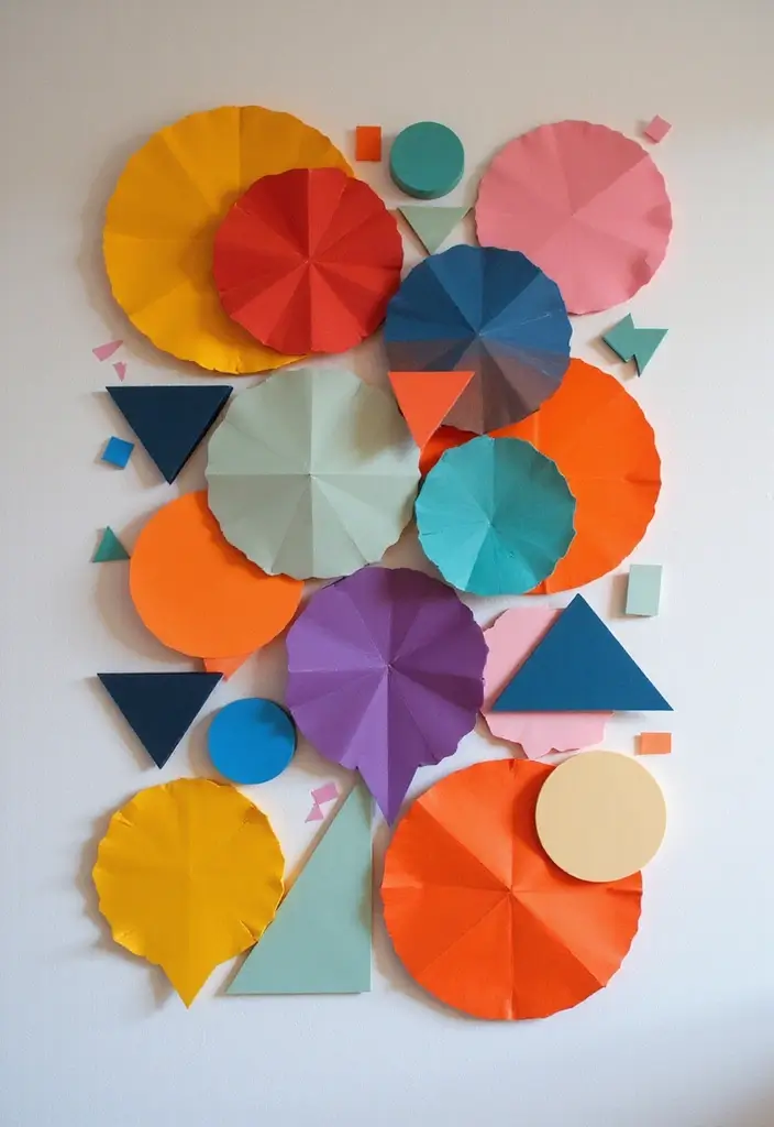 25 Paper Wall Art DIY Designs That Elevate Your Space - 18. Colorful Geometric Wall Art