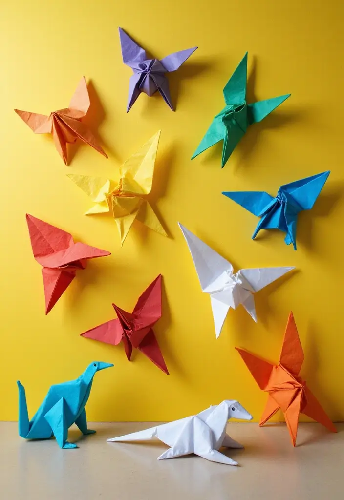 25 Paper Wall Art DIY Designs That Elevate Your Space - 2. Origami Animal Parade