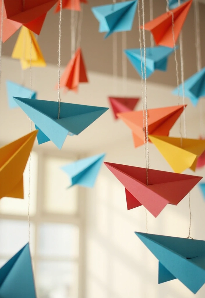 25 Paper Wall Art DIY Designs That Elevate Your Space - 20. Hanging Paper Planes
