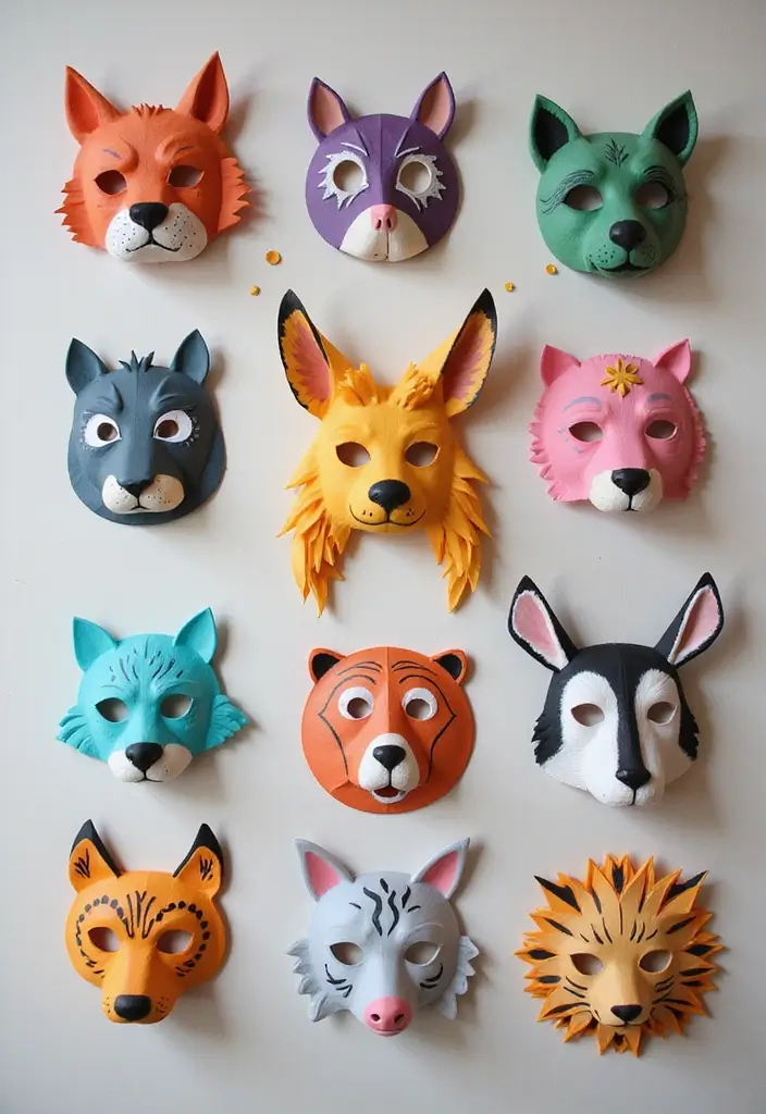 25 Paper Wall Art DIY Designs That Elevate Your Space - 23. Paper Animal Masks