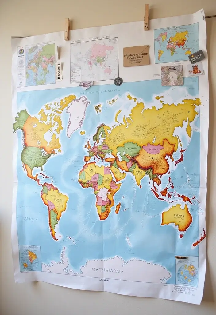 25 Paper Wall Art DIY Designs That Elevate Your Space - 5. Interactive Wall Maps