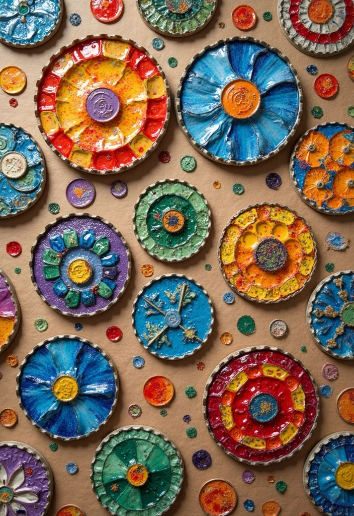 25 School Crafts DIY Ideas That Make Classroom Time Creative - 4. Bottle Cap Art