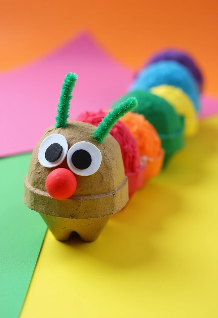 26 DIY Crafts for Toddlers That Are Safe, Simple, and Adorable - 3. Egg Carton Caterpillar