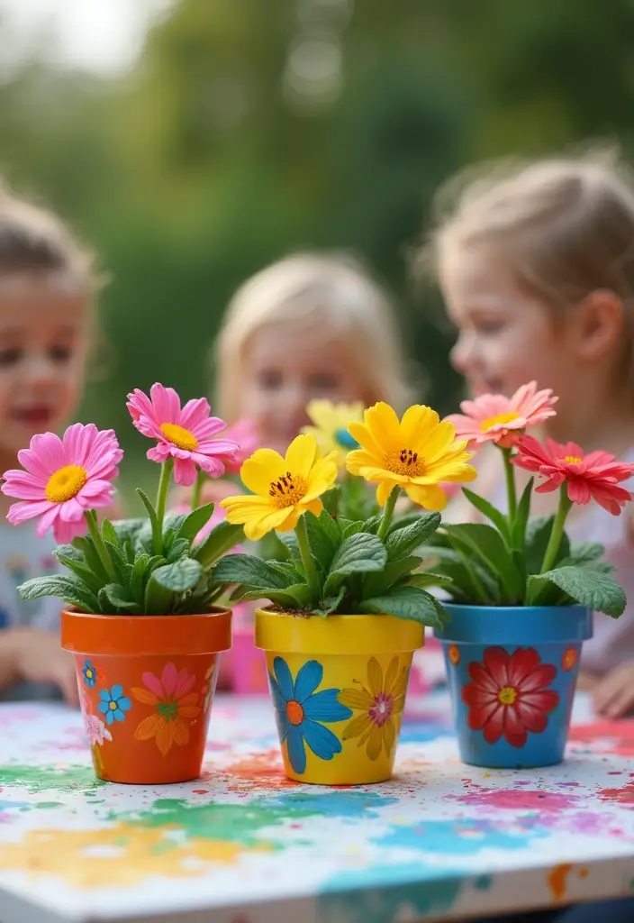 26 DIY Crafts for Toddlers That Are Safe, Simple, and Adorable - 9. Flower Pot Painting