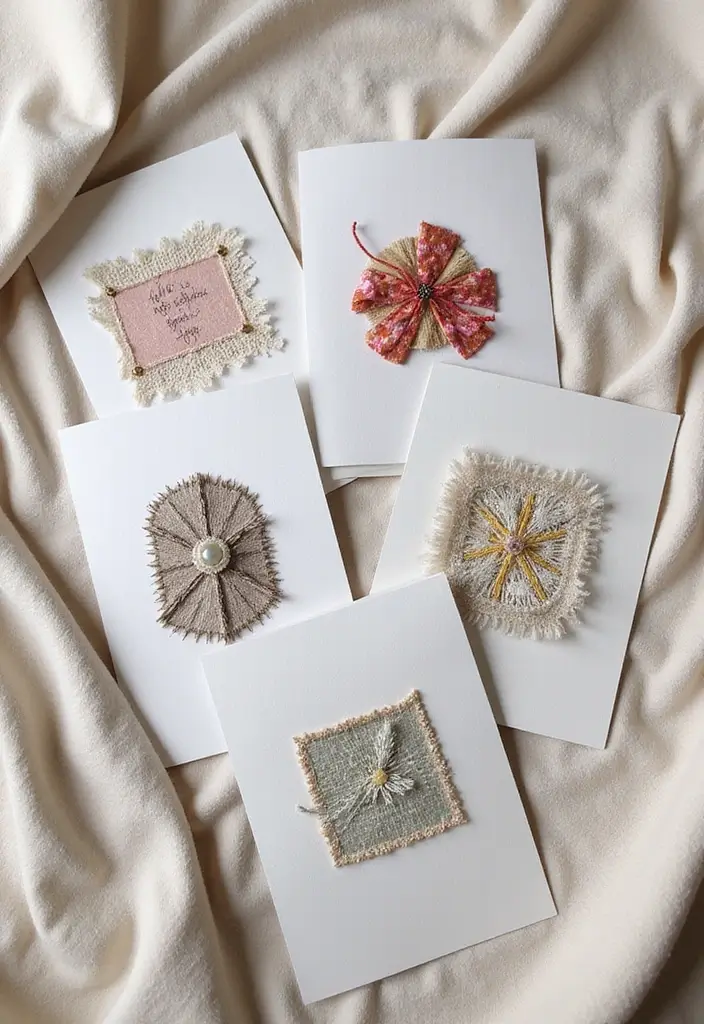26 DIY Greeting Cards Paper Ideas That Touch the Heart - 4. Fabric Scraps Delight
