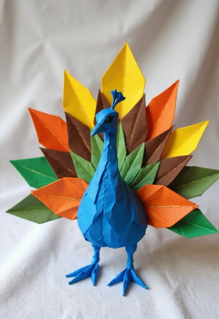 26 DIY Origami Animals That Bring Paper to Life - 12. Fancy Peacocks - Colorful and Regal