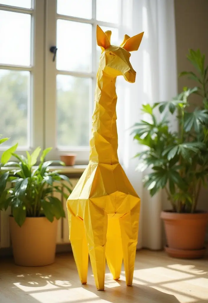 26 DIY Origami Animals That Bring Paper to Life - 23. Happy Giraffes - Tall and Graceful