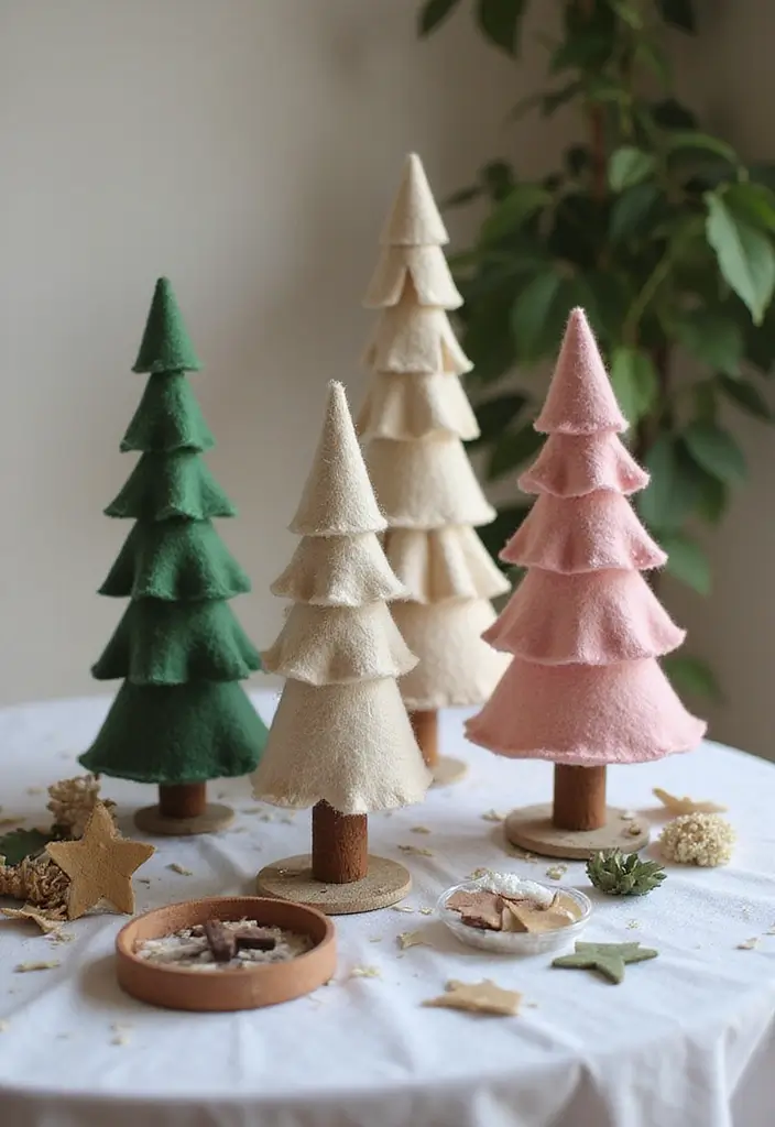 26 Paper Christmas Tree DIY Projects for Holiday Cheer - 11. Felt and Paper Combo Trees