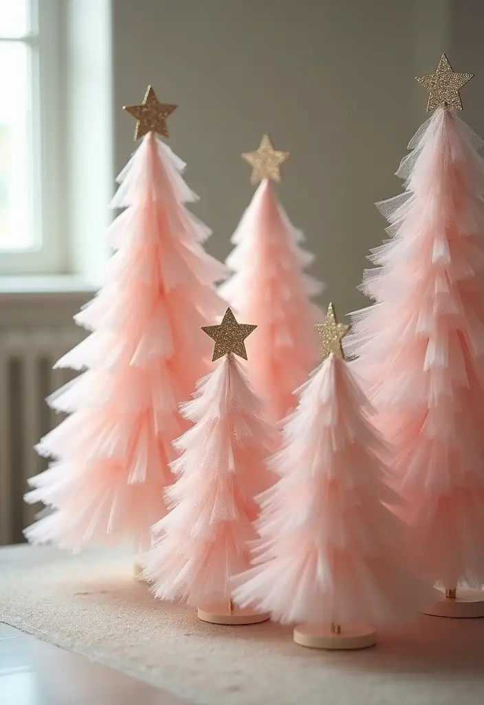 26 Paper Christmas Tree DIY Projects for Holiday Cheer - 24. Tulle and Paper Trees
