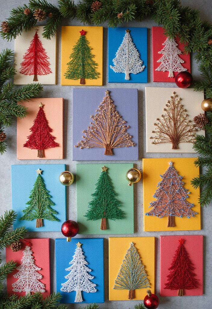 26 Paper Christmas Tree DIY Projects for Holiday Cheer - 8. String Art Trees