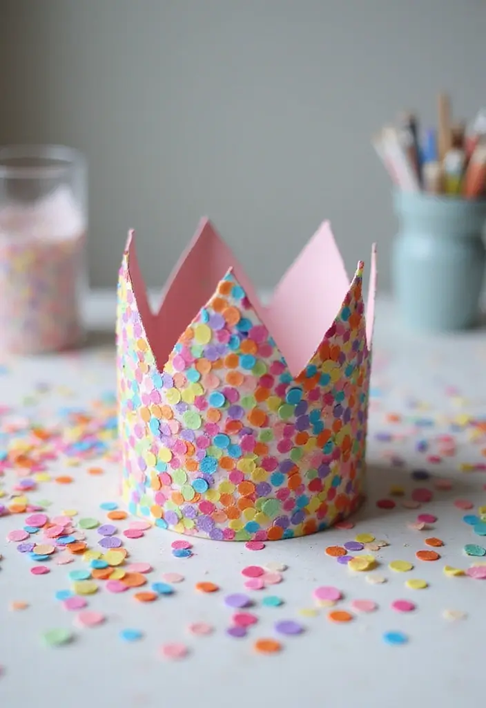 26 Paper Crown Crafts DIY Ideas for Fun and Playful Moments - 14. Confetti Crown