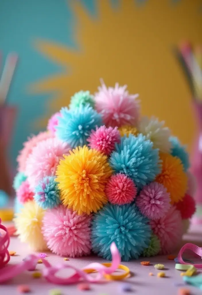 26 Paper Crown Crafts DIY Ideas for Fun and Playful Moments - 22. Pompom and Ribbon Crown