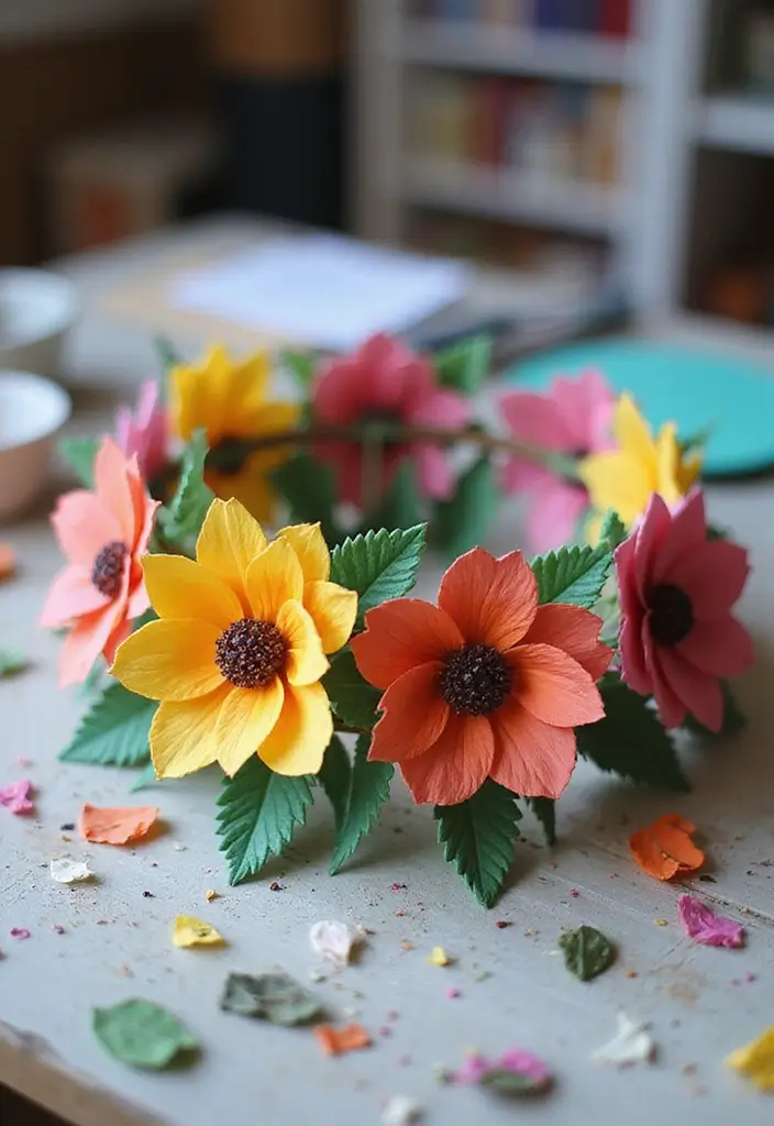 26 Paper Crown Crafts DIY Ideas for Fun and Playful Moments - 23. 3D Paper Flower Crown