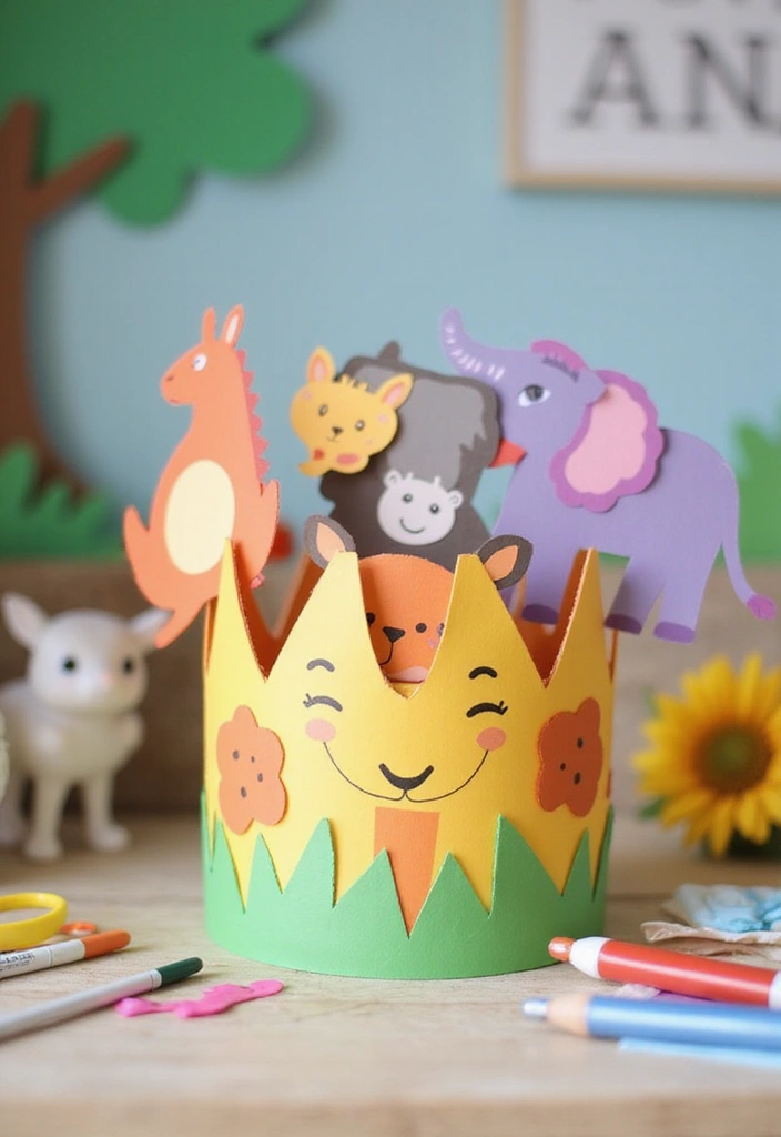 26 Paper Crown Crafts DIY Ideas for Fun and Playful Moments - 4. Animal-Themed Crown