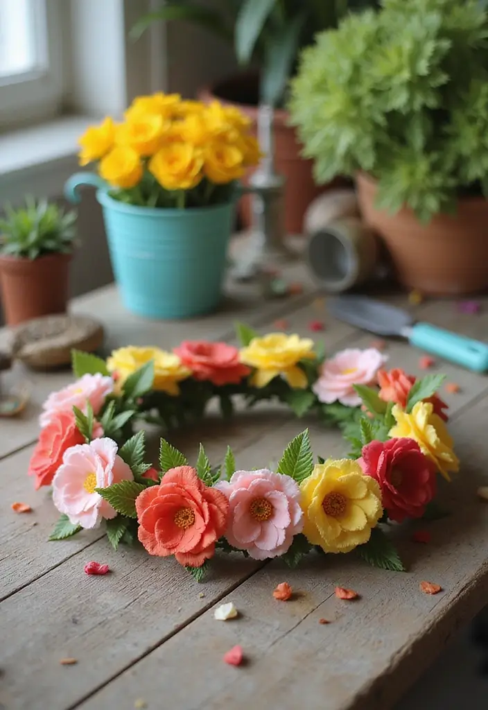 26 Paper Crown Crafts DIY Ideas for Fun and Playful Moments - 6. Floral Crown for Kids