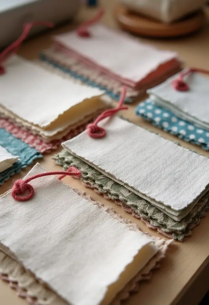 26 Paper Name Tag DIY Projects That Look Cute and Custom - 12. Fabric Swatch Tags