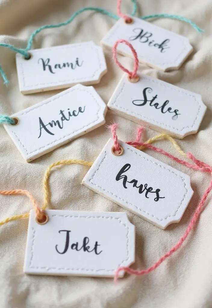 26 Paper Name Tag DIY Projects That Look Cute and Custom - 18. Stitched Paper Tags