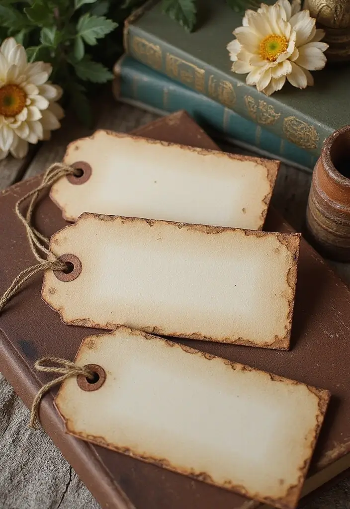 26 Paper Name Tag DIY Projects That Look Cute and Custom - 3. Vintage Book Page Tags